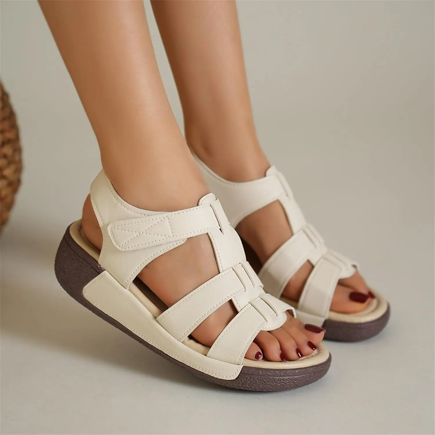Women's Closed Toe Wedges Sandals Comfortable Hollow Out Beach Sandals Open Toe Soft Bottom Dress Shoes Summer Slip On Platform slides