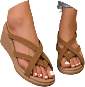 Women's Comfortable Thong Sandals Summer Casual Slip On Flat Beach Shoes with Sole for Outdoor Walking