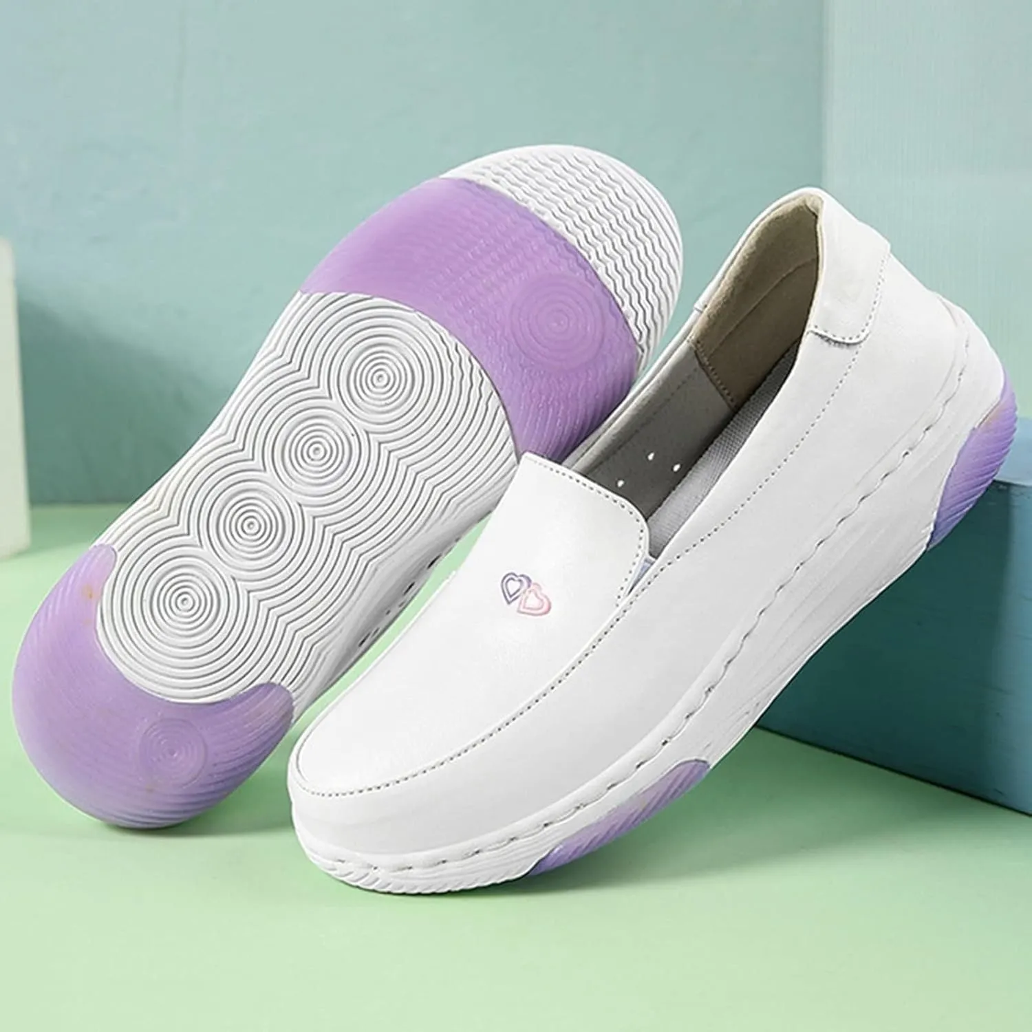 Women's Healthcare Nursing Shoes,Lightweight Breathable Nurse Shoes for Women,Comfortable Slip Resistant Orthopedic Work Walking Loafers,with Arch Support
