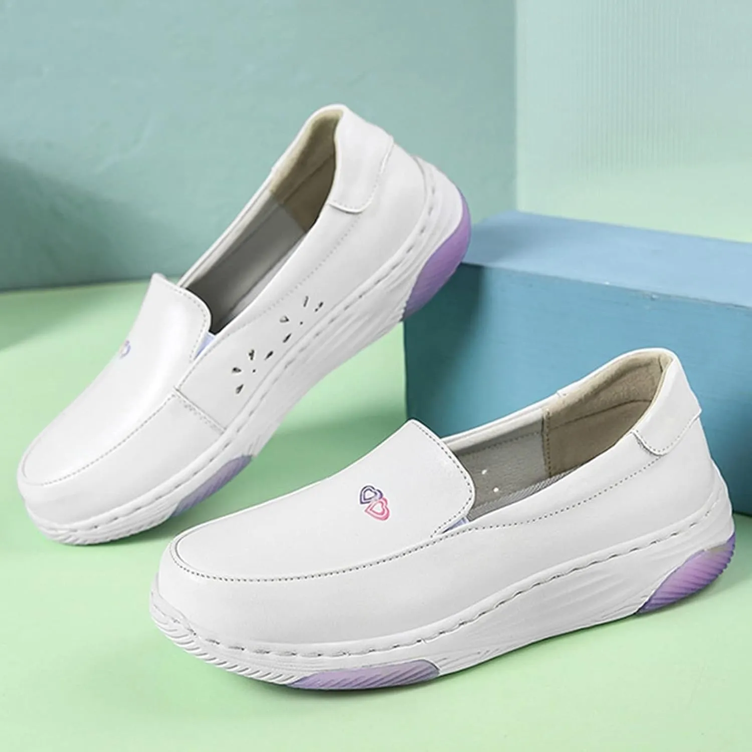 Women's Healthcare Nursing Shoes,Lightweight Breathable Nurse Shoes for Women,Comfortable Slip Resistant Orthopedic Work Walking Loafers,with Arch Support