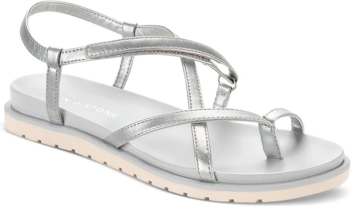 Womens Juune Faux Leather Toe-Post Slingback Sandals