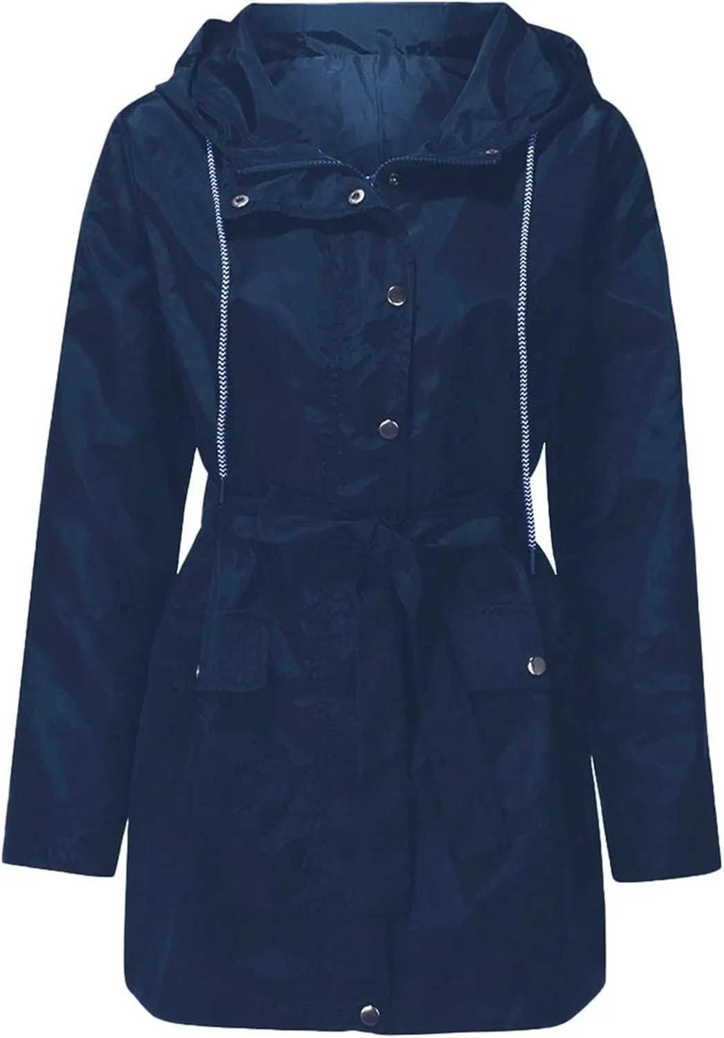 Women's Raincoats Waterproof Lightweight Raincoat with Hood Outdoor Windbreaker Rain Jacket Adjustable Waist