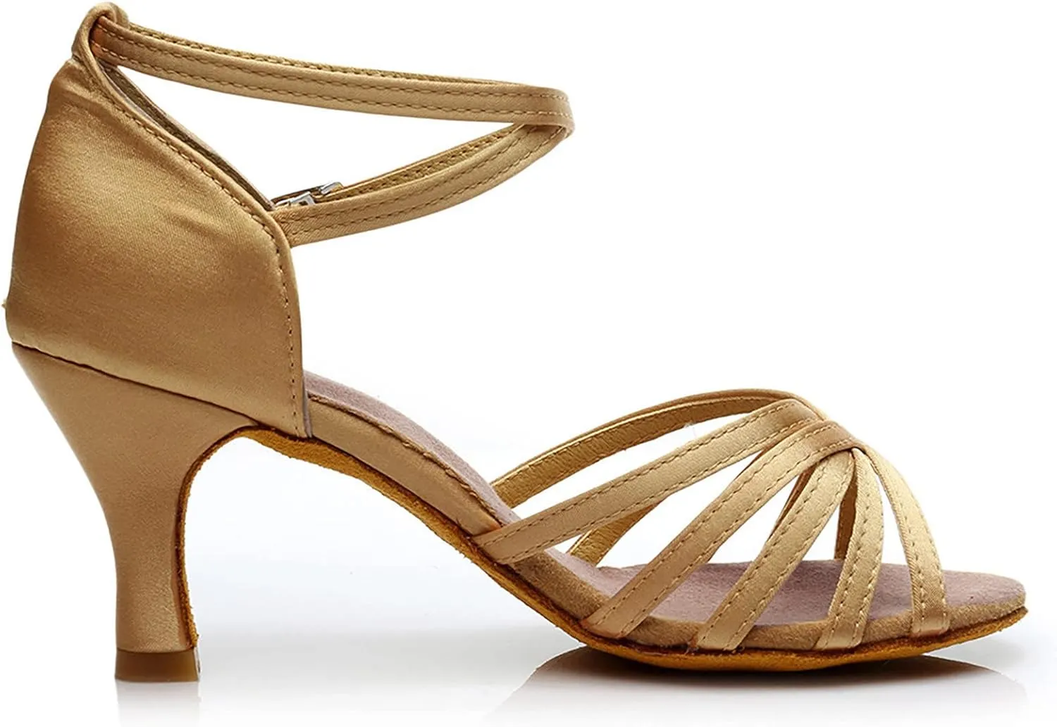 Womens Sandals Open Toe Buckle Mid Heels Latin Dance Shoes Ballroom Sandals Performance Practice Dancing Shoes