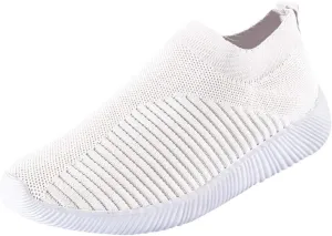 Women's Walking Sock Shoes Elastic Knit Lightweight Slip on Breathable Yoga Sneakers Comfortable Mesh Running Sports Shoes