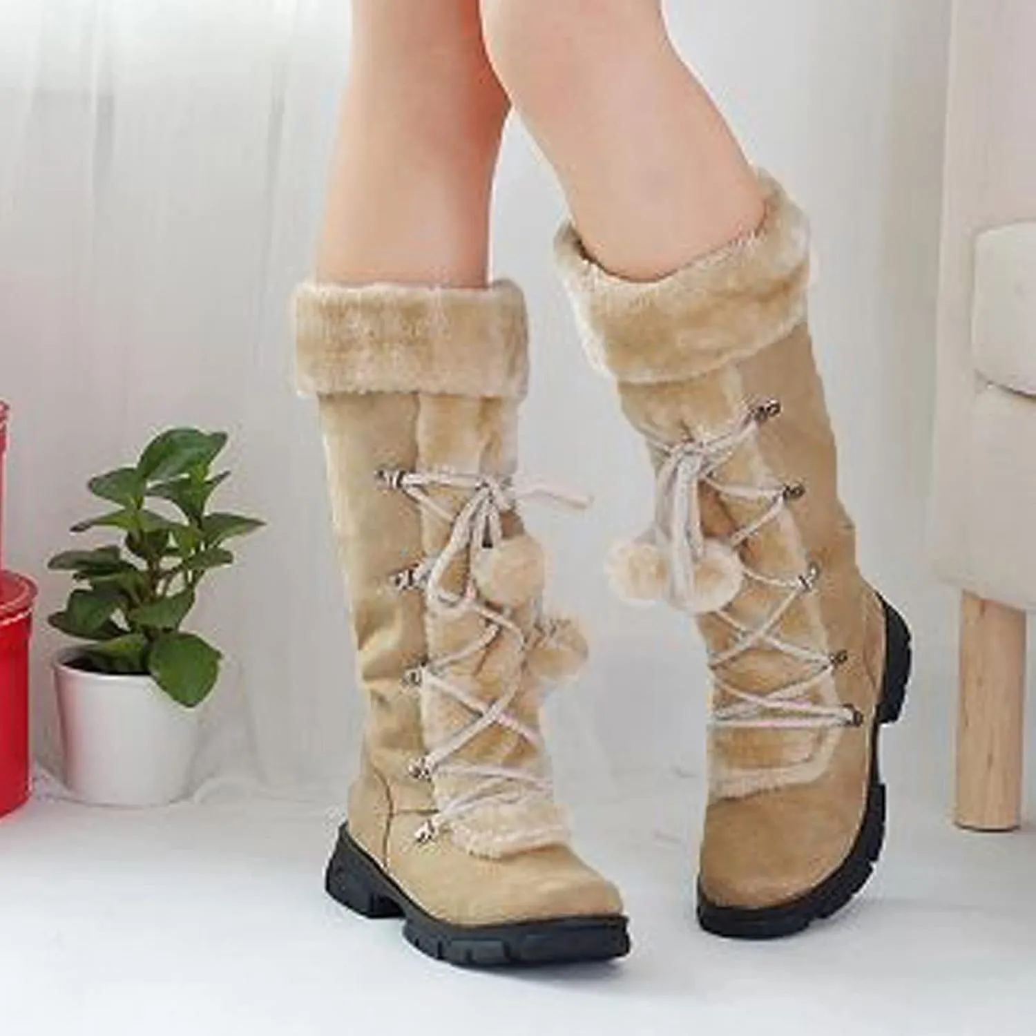 Womens Winter Shoes Wide Width Size 9.5 Woman Snow Boots Zapatos De Invierno Para Mujer Waterproof Boots for Women Women's Snow Boots Wide Calf Sales Clearance