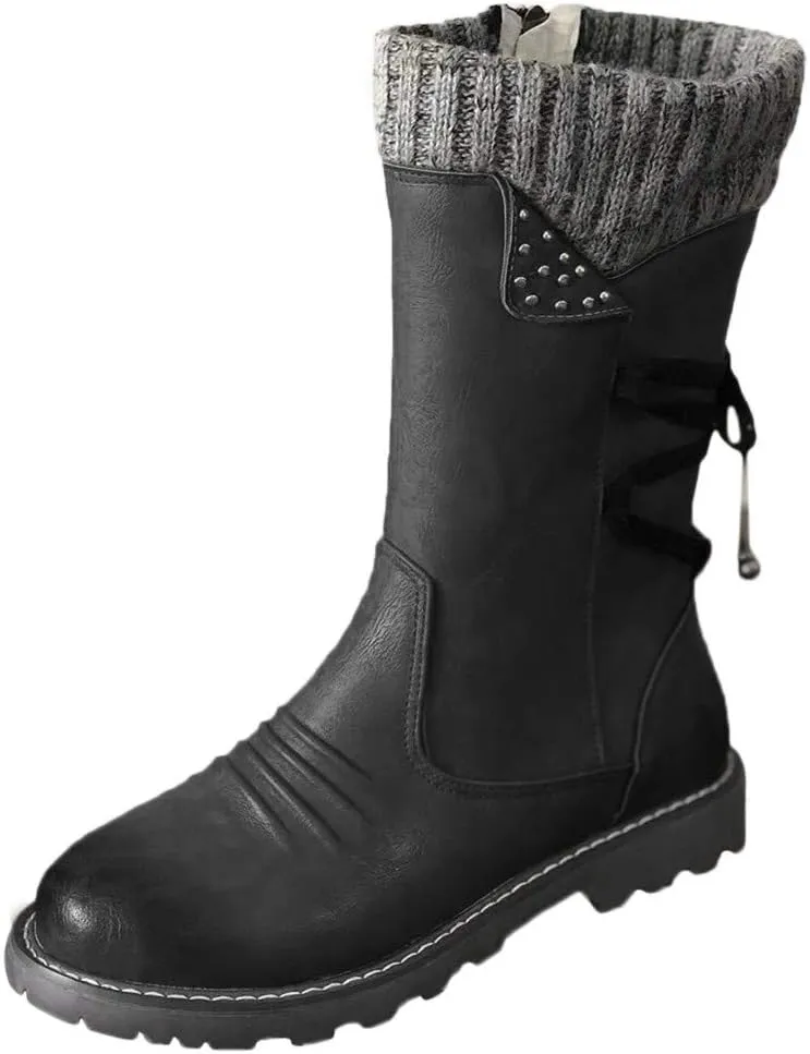 Womens Winter Snow Boots Waterproof Black Ankle Snow Boots for Women Snow Boots Womens Slip on Womens Tall Rubber Boots Waterproof Womens Winter Ankle Boots Wide