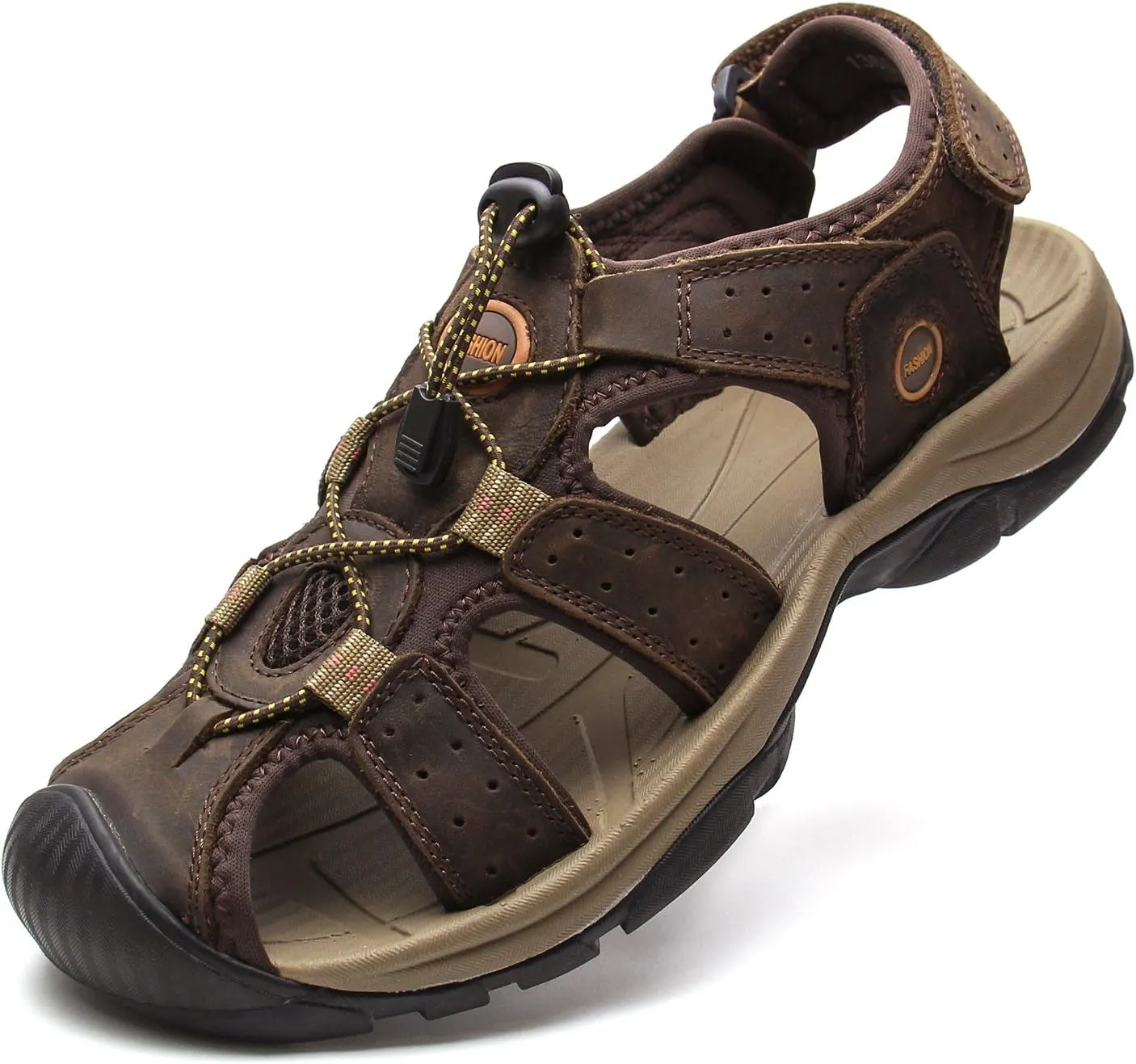 YoCool Men's Fisherman Sandals Leather Closed Toe Athletic Sport Casual Beach Water Sandals