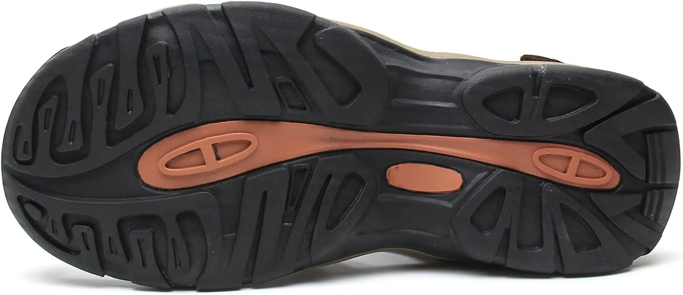 YoCool Men's Fisherman Sandals Leather Closed Toe Athletic Sport Casual Beach Water Sandals