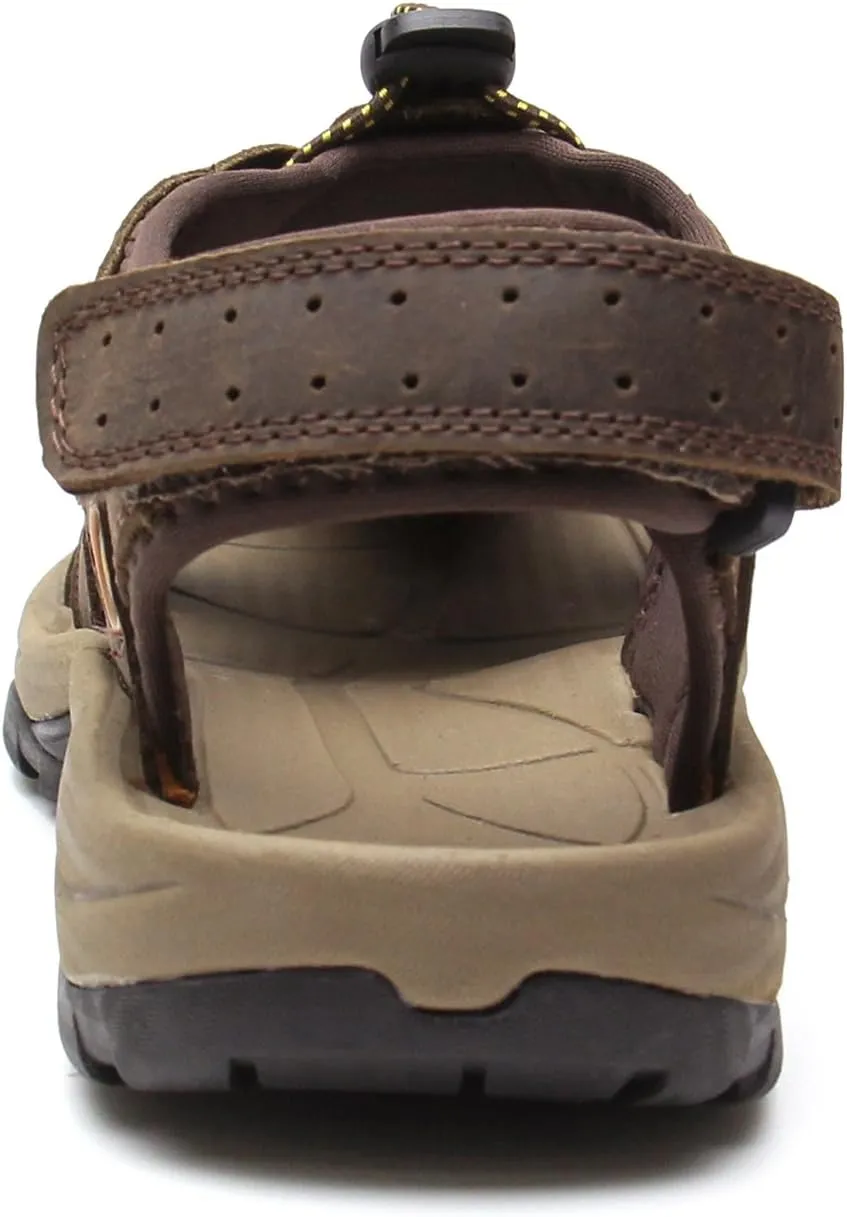 YoCool Men's Fisherman Sandals Leather Closed Toe Athletic Sport Casual Beach Water Sandals