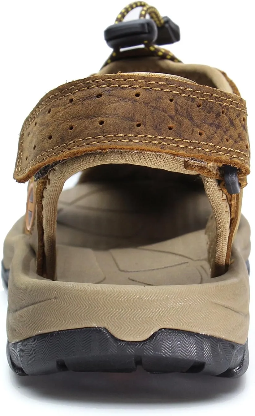 YoCool Men's Fisherman Sandals Leather Closed Toe Athletic Sport Casual Beach Water Sandals