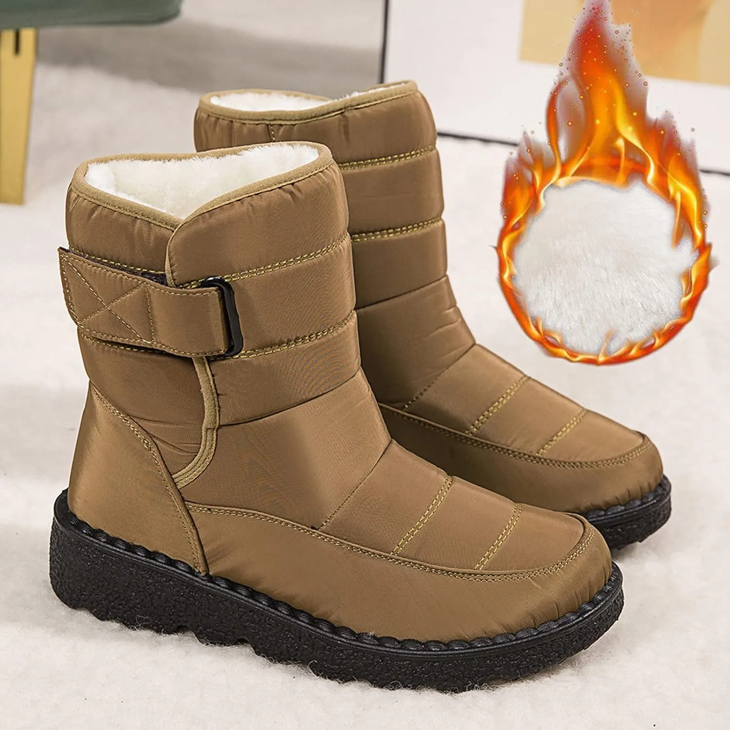 Zipper Winter Boots for Women Waterproof Snow Women's Winter Boots Waterproof Wide Width Womens Slip on Winter Boots Ankle Wide Snow Boots for Women Wide Width Botas De Trabajo En La Nieve Para Mujer