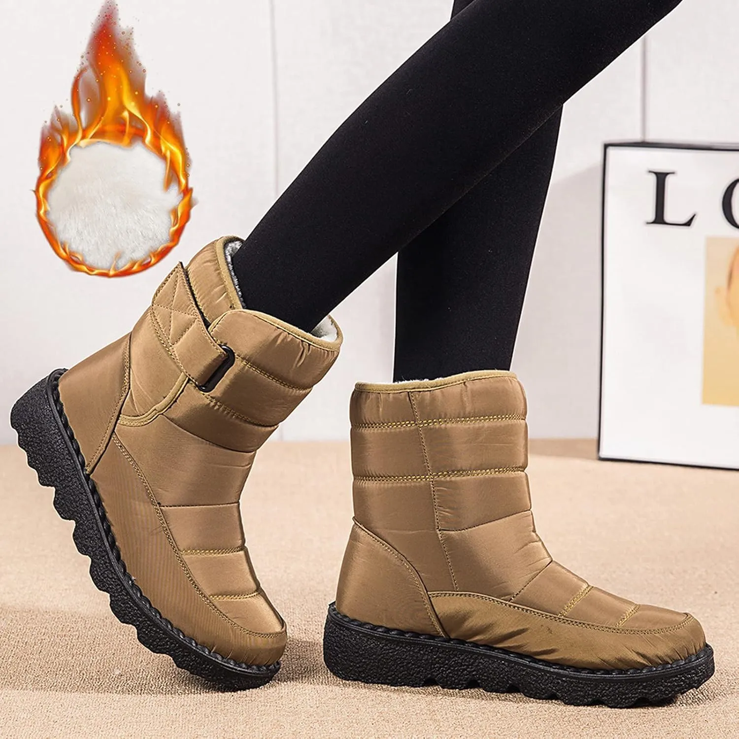 Zipper Winter Boots for Women Waterproof Snow Women's Winter Boots Waterproof Wide Width Womens Slip on Winter Boots Ankle Wide Snow Boots for Women Wide Width Botas De Trabajo En La Nieve Para Mujer