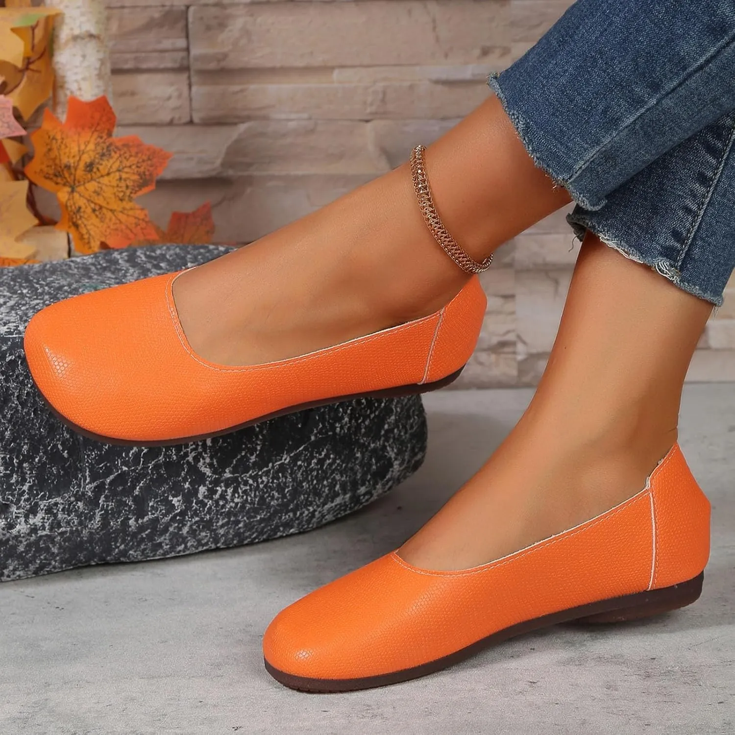 ZWRXW Women Flat Shoes Fashion Square Toe Ballets Flats Low Heel Slip On Walking Shoes Comfortable Summer Dressy Work Flats for Business Casual Office Driving Nursing