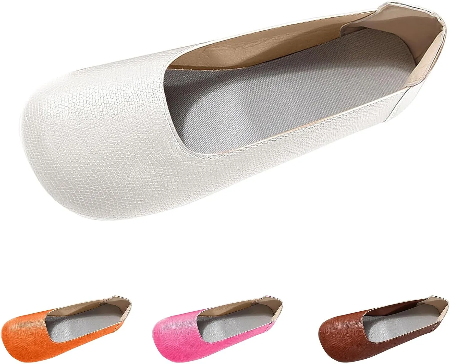 ZWRXW Women Flat Shoes Fashion Square Toe Ballets Flats Low Heel Slip On Walking Shoes Comfortable Summer Dressy Work Flats for Business Casual Office Driving Nursing