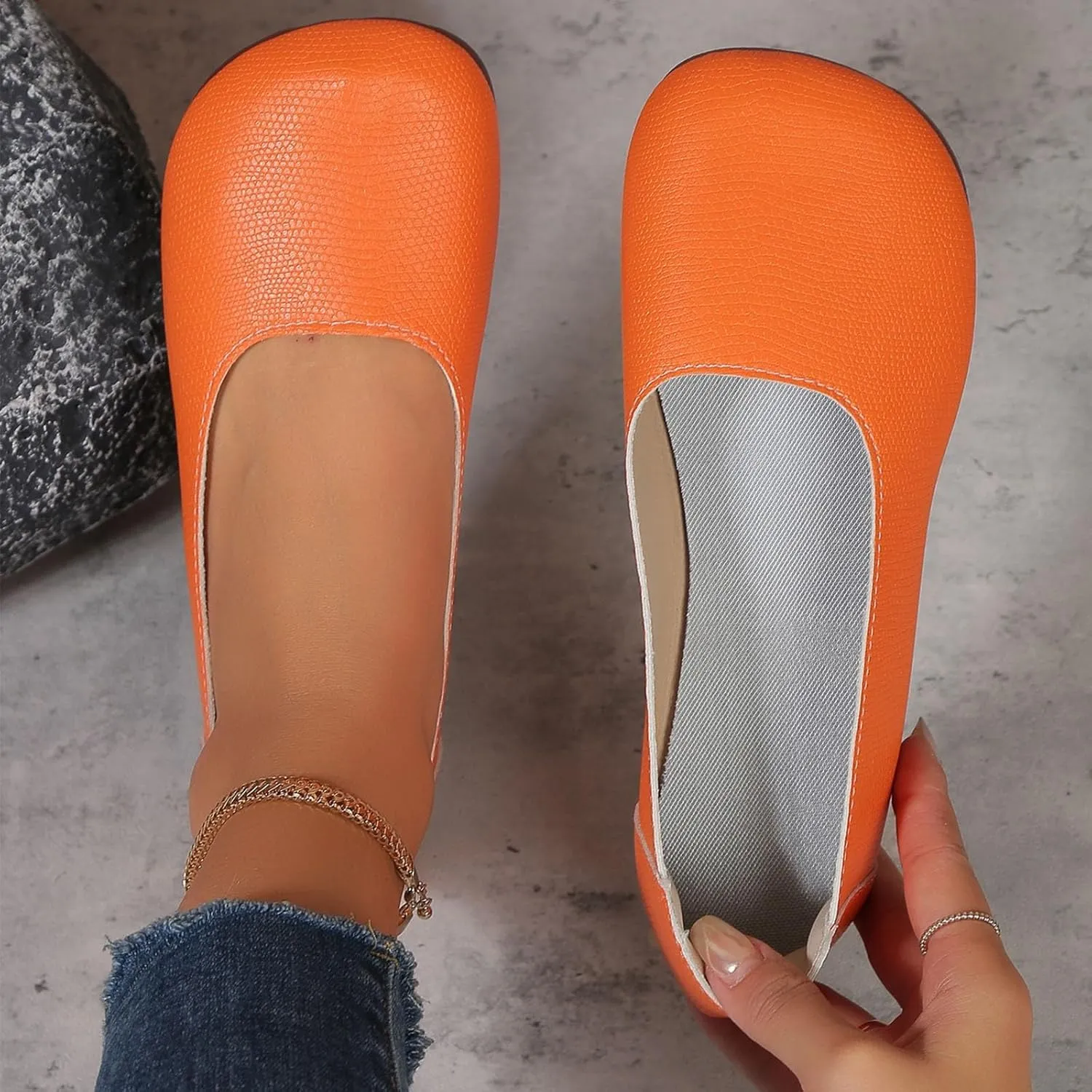 ZWRXW Women Flat Shoes Fashion Square Toe Ballets Flats Low Heel Slip On Walking Shoes Comfortable Summer Dressy Work Flats for Business Casual Office Driving Nursing