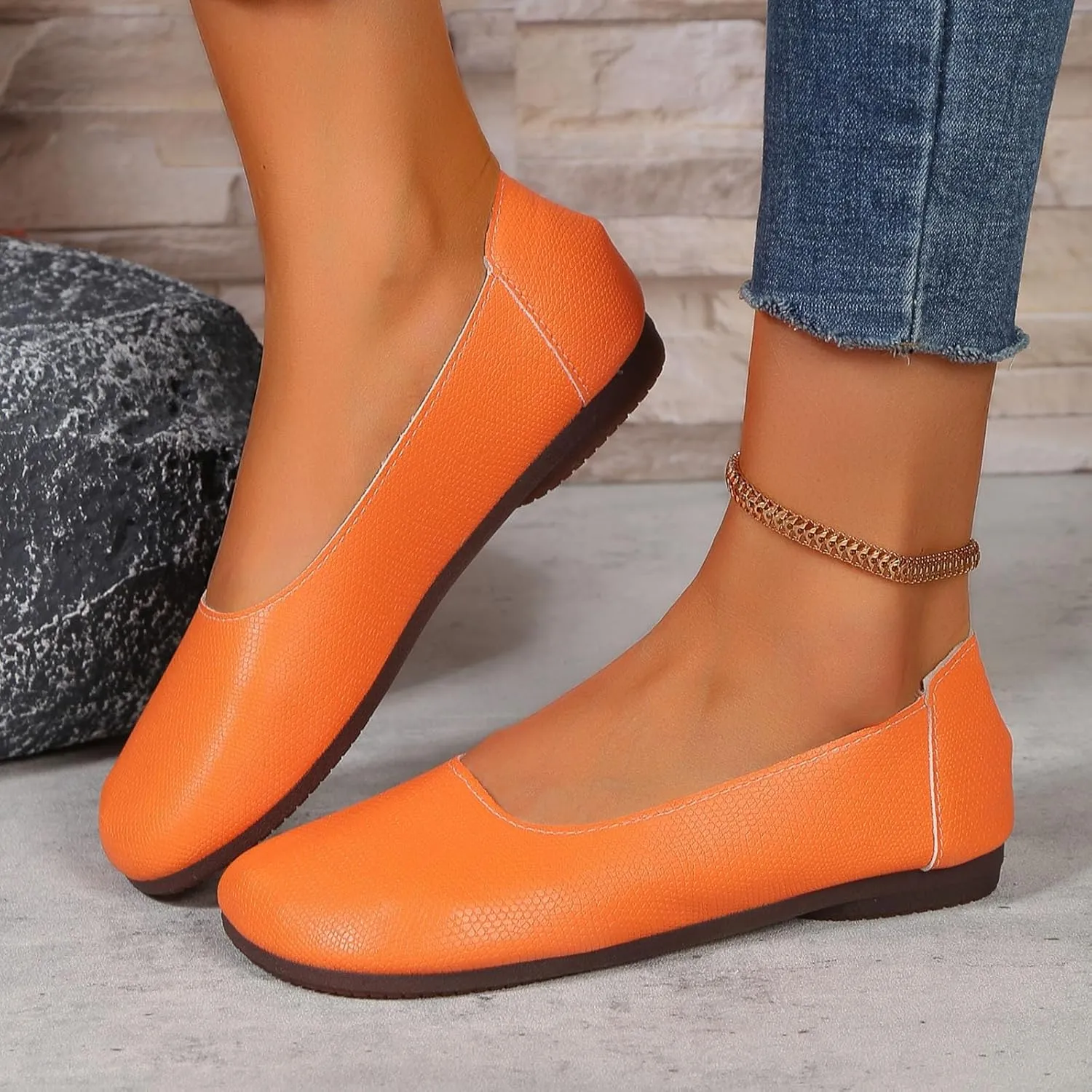 ZWRXW Women Flat Shoes Fashion Square Toe Ballets Flats Low Heel Slip On Walking Shoes Comfortable Summer Dressy Work Flats for Business Casual Office Driving Nursing
