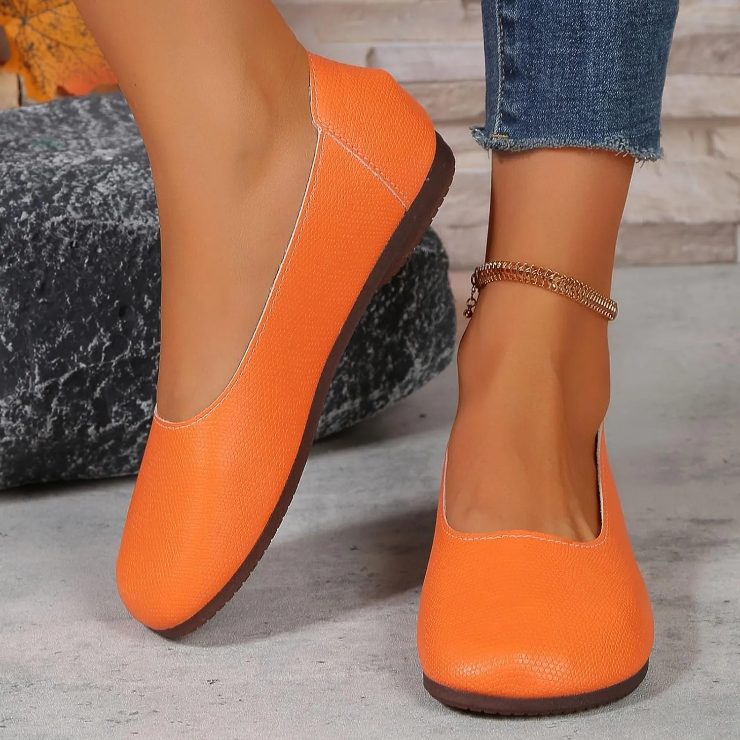 ZWRXW Women Flat Shoes Fashion Square Toe Ballets Flats Low Heel Slip On Walking Shoes Comfortable Summer Dressy Work Flats for Business Casual Office Driving Nursing